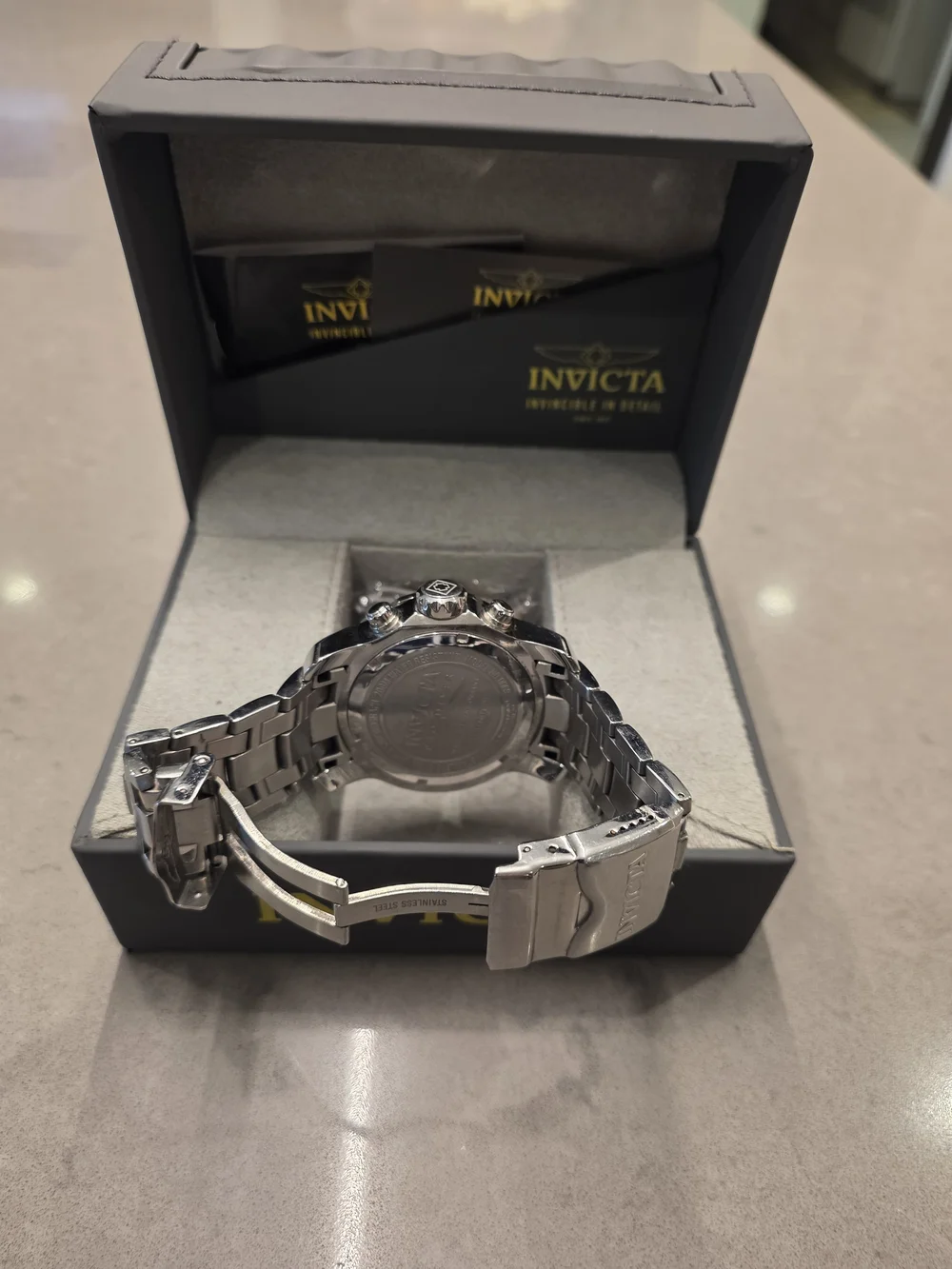 Invicta Stainless Steel Chronograph Watch - Black Dial